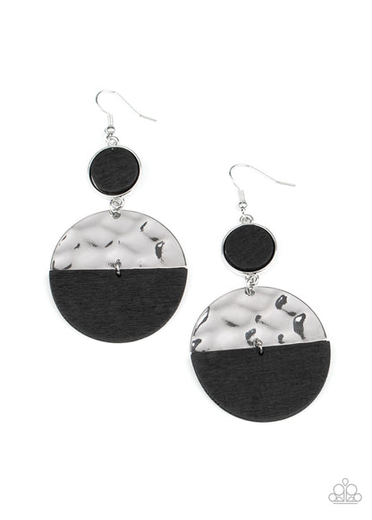 Paparazzi Accessories-Natural Element Black Crescent Earrings