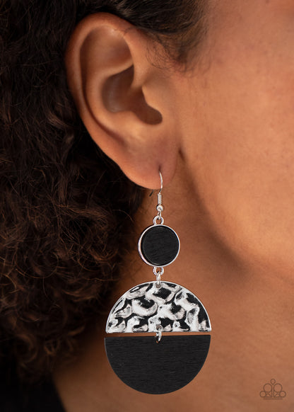 Paparazzi Accessories-Natural Element Black Crescent Earrings