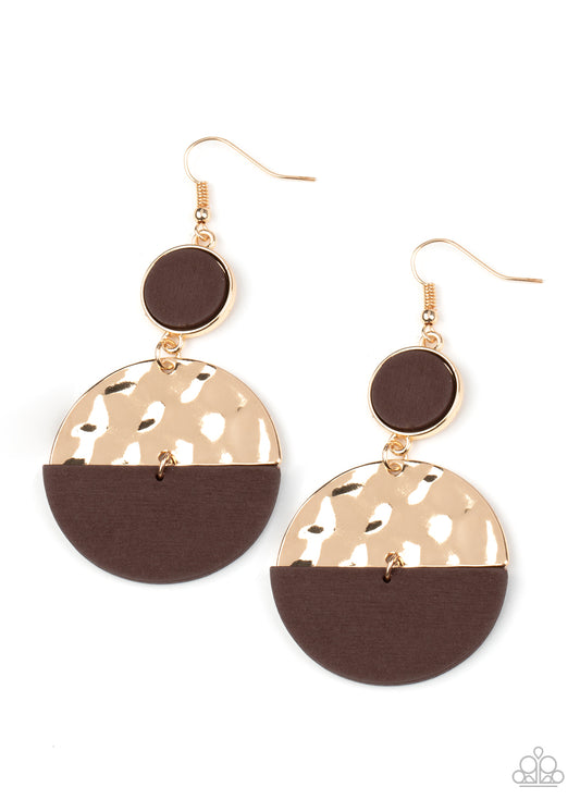 Paparazzi Accessories-Natural Element Gold Crescent Earrings