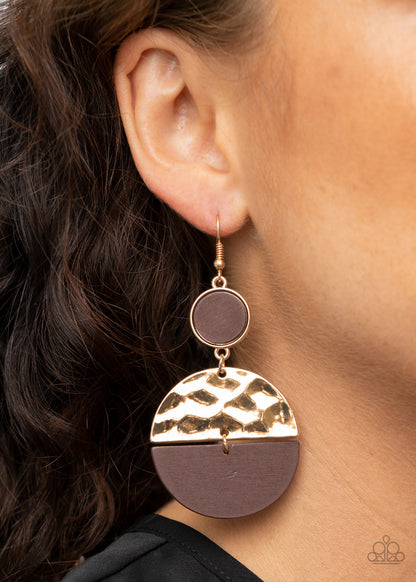 Paparazzi Accessories-Natural Element Gold Crescent Earrings