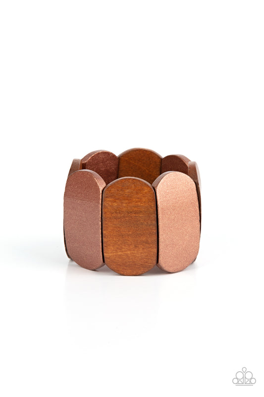 Paparazzi Accessories-Natural Nirvana Copper Shimmery Wooden Bracelet