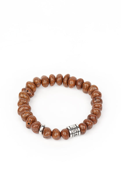 Paparazzi Accessories-Natural State of Mind Brown Natural Finish Stone Bracelet