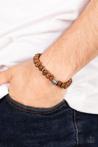 Paparazzi Accessories-Natural State of Mind Brown Natural Finish Stone Bracelet