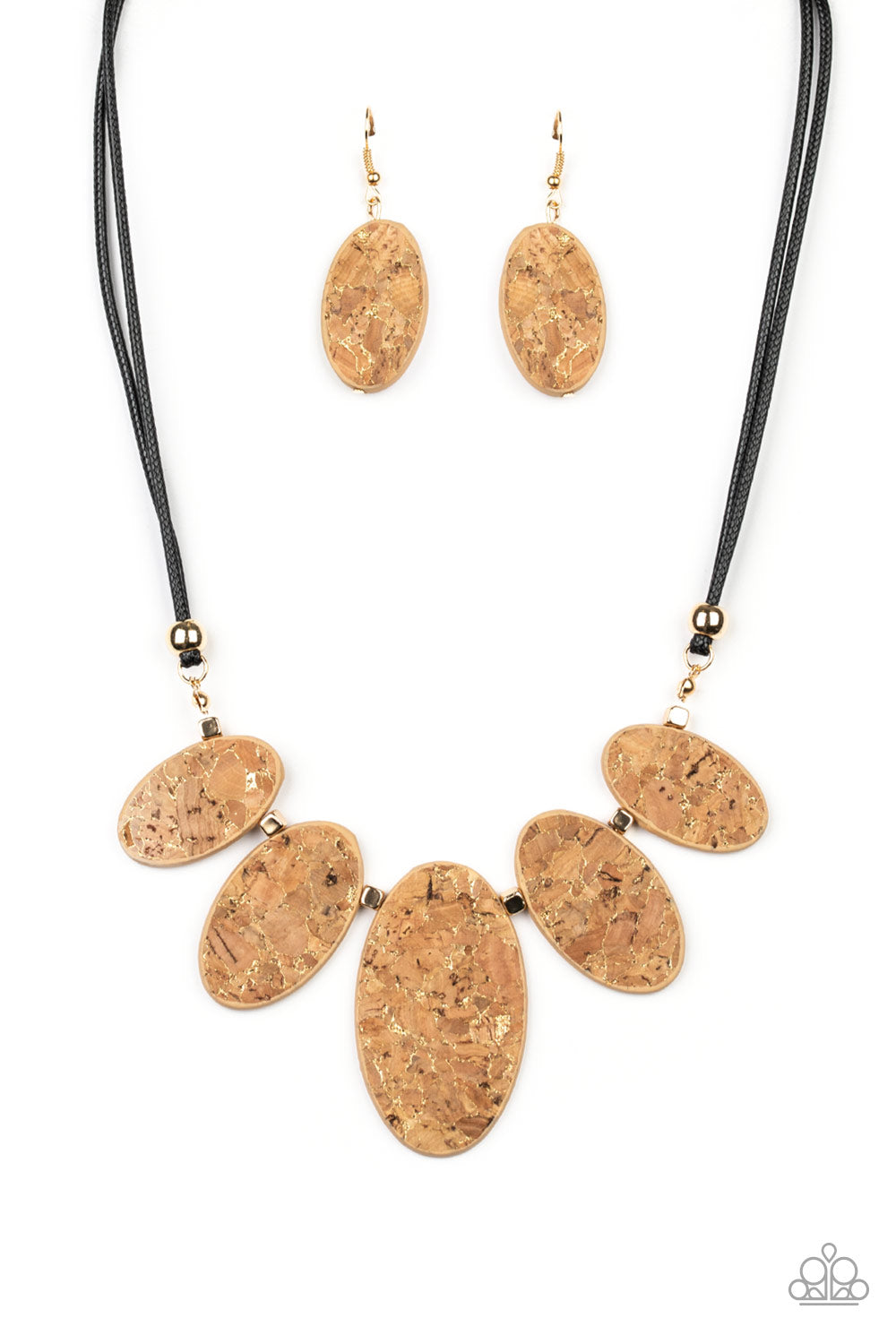 Paparazzi Accessories-Natures Finest Gold Cork Necklace Set