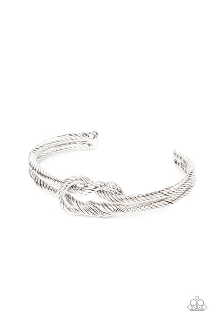 Paparazzi Accessories-Nautical Grunge Silver Cable Knot Men's Bracelet