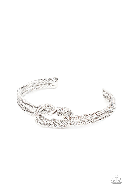 Paparazzi Accessories-Nautical Grunge Silver Cable Knot Men's Bracelet