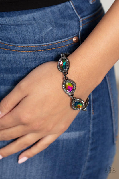 Paparazzi Accessories-Next-Level Sparkle Oil Spill Asymmetrical Bracelet