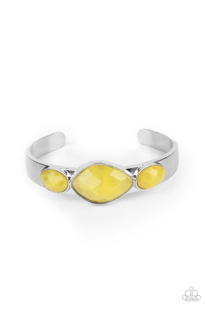 Paparazzi Accessories-Next Stop, Olympus! Illuminating Yellow Stone Bracelet