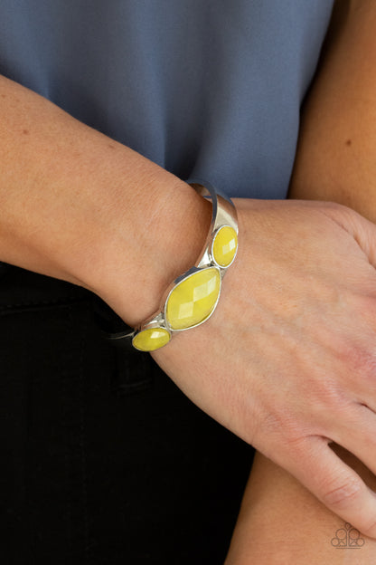 Paparazzi Accessories-Next Stop, Olympus! Illuminating Yellow Stone Bracelet