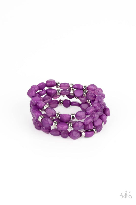 Paparazzi Accessories-Nice GLOWING! Purple Opaque Silver Bead Bracelet