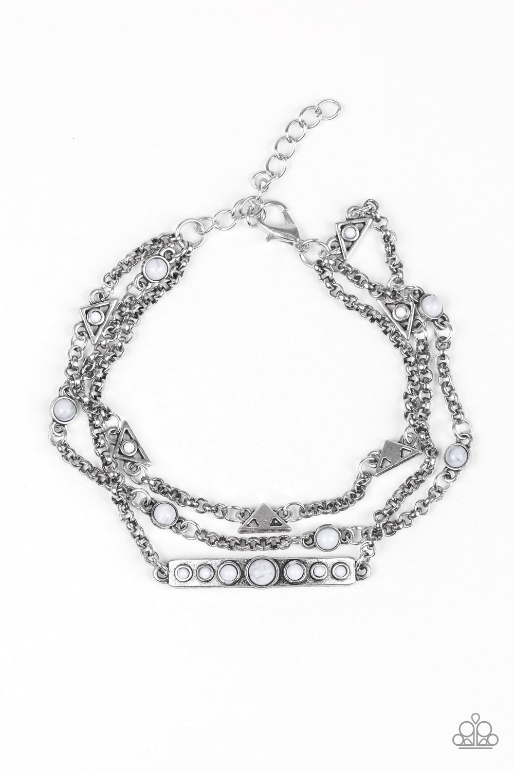 Paparazzi Accessories-No Means NOMAD Silver Dainty Triangle Bracelet