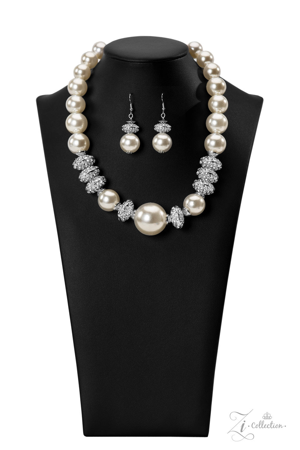 Paparazzi Accessories-Noble Exaggerated White Pearl 2023 ZI Necklace Set