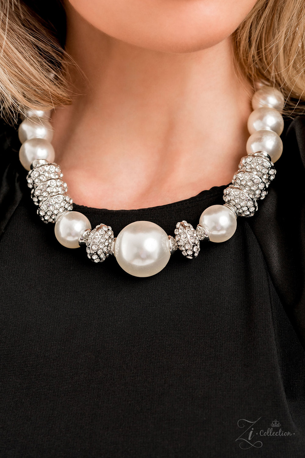 Paparazzi Accessories-Noble Exaggerated White Pearl 2023 ZI Necklace Set
