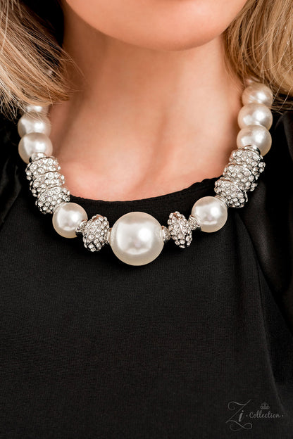 Paparazzi Accessories-Noble Exaggerated White Pearl 2023 ZI Necklace Set