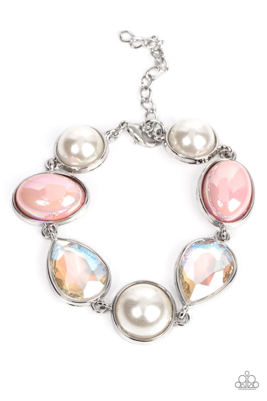 Paparazzi Accessories-Nostalgically Nautical Pink Iridescent Bead Bracelet