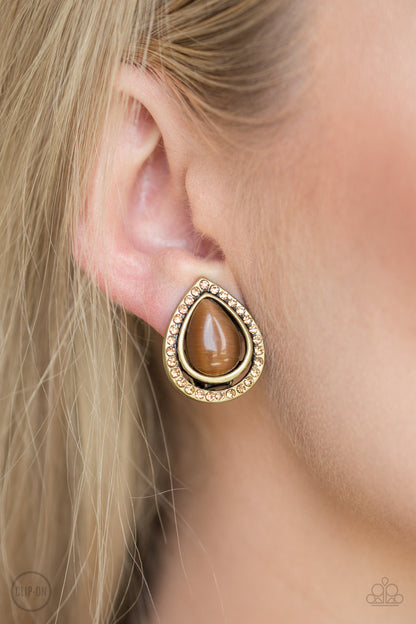 Paparazzi Accessories-Noteworthy Shimmer Brass Earrings