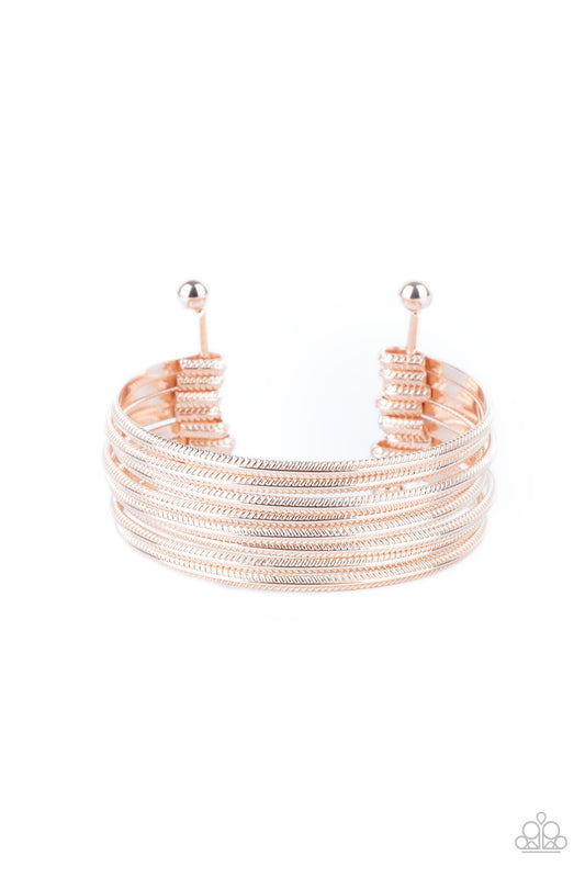 Paparazzi Accessories-Now Watch Me Stack Rose Gold Curl Bracelet
