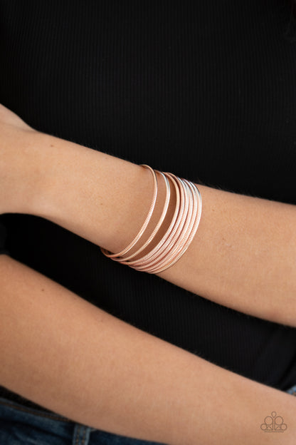 Paparazzi Accessories-Now Watch Me Stack Rose Gold Curl Bracelet