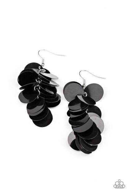 Paparazzi Accessories-Now You SEQUIN It Black Sequins Earrings