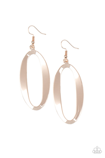 Paparazzi Accessories-OVAL My Head Rose Gold Earrings