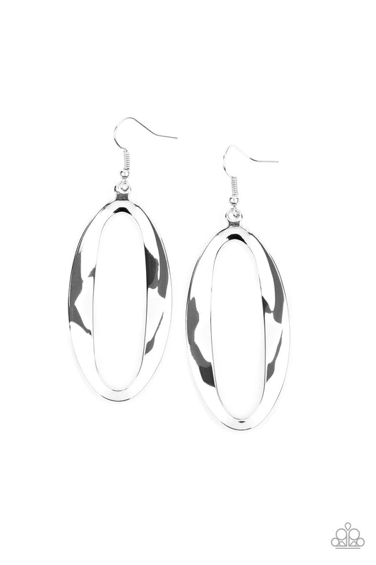 Paparazzi Accessories-OVAL My Head Silver Earrings