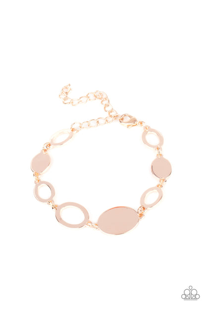 Paparazzi Accessories-OVAL and Out Rose Gold Oval Discs Bracelet