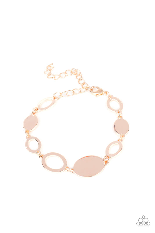 Paparazzi Accessories-OVAL and Out Rose Gold Oval Discs Bracelet