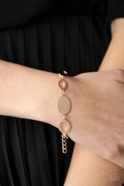 Paparazzi Accessories-OVAL and Out Rose Gold Oval Discs Bracelet