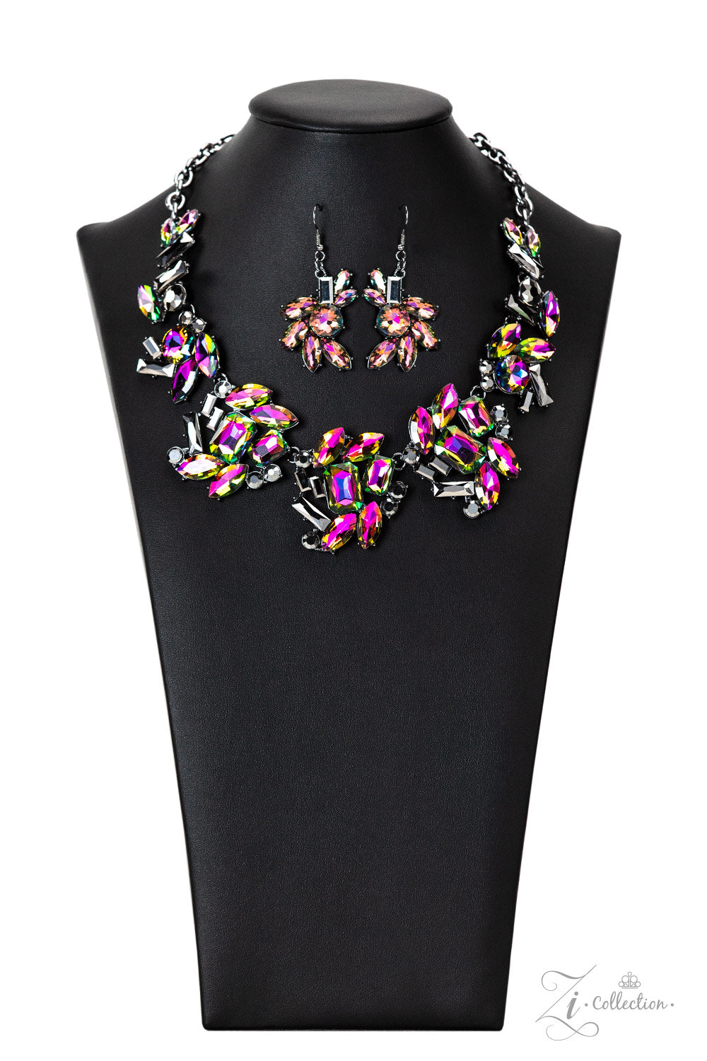 Paparazzi Accessories-Obsessed Oil Spill/Hematite 2023 ZI Necklace Set