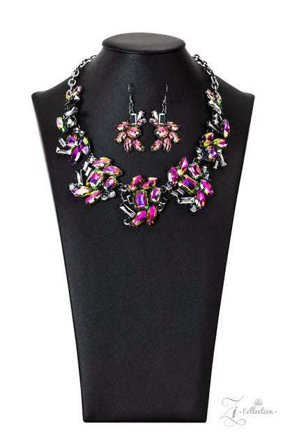 Paparazzi Accessories-Obsessed Oil Spill/Hematite 2023 ZI Necklace Set