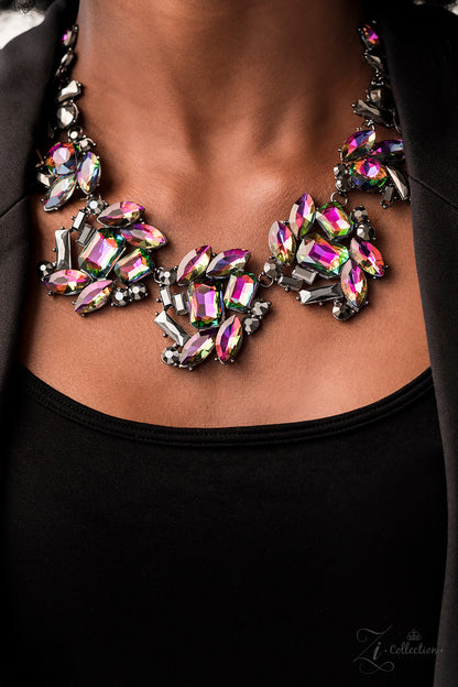 Paparazzi Accessories-Obsessed Oil Spill/Hematite 2023 ZI Necklace Set