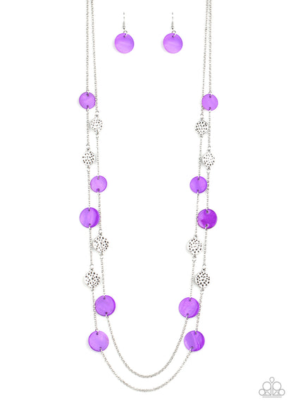 Paparazzi Accessories-Ocean Soul Purple Shell Necklace Set