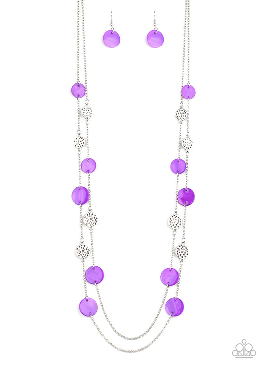 Paparazzi Accessories-Ocean Soul Purple Shell Necklace Set