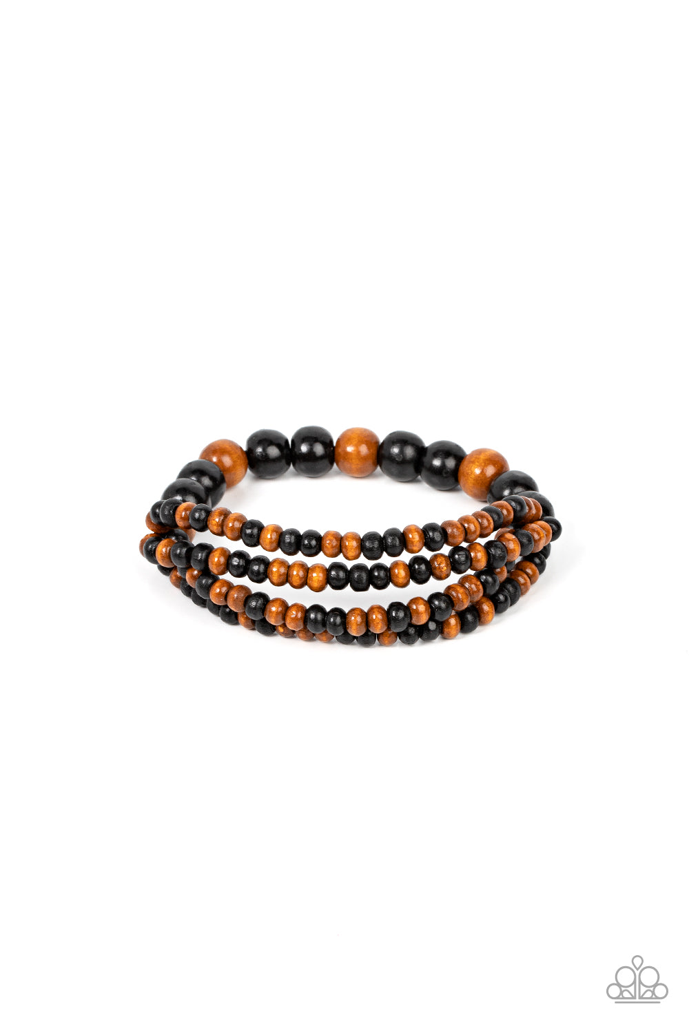 Paparazzi Accessories-Oceania Oasis Black Dainty Brown Wooden Bead Bracelet