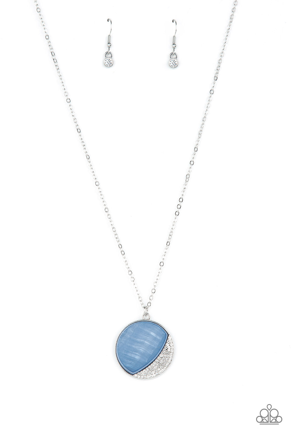 Paparazzi Accessories-Oceanic Eclipse Blue Half Moon Sparkly Necklace Set