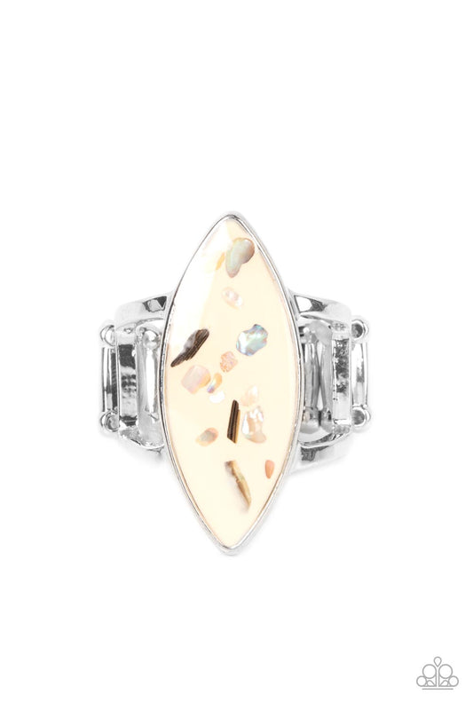 Paparazzi Accessories-Oceanic Odyssey Brown Glassy Marquise Speckle Ring