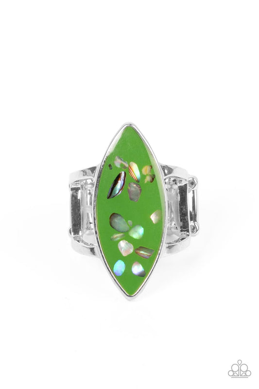 Paparazzi Accessories-Oceanic Odyssey Green Iridescent Marquise Ring