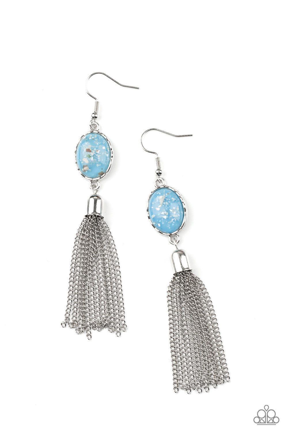 Paparazzi Accessories-Oceanic Opalescence Blue Glassy Bead Earrings