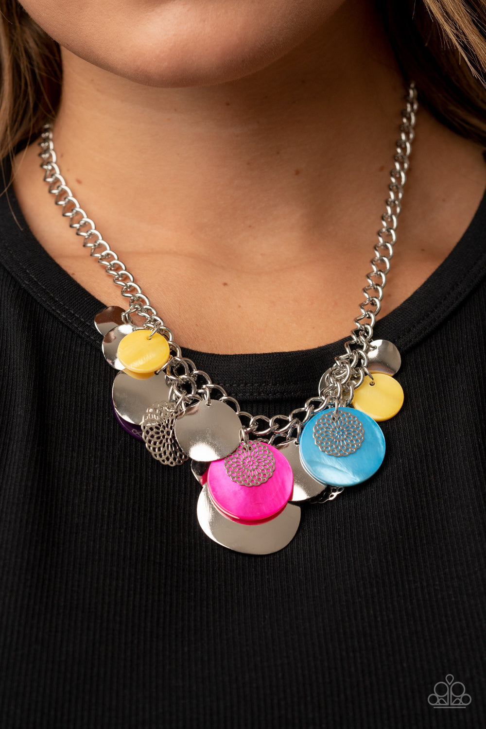 Paparazzi Accessories-Oceanic Opera Multicolored Shell Disc Necklace Set