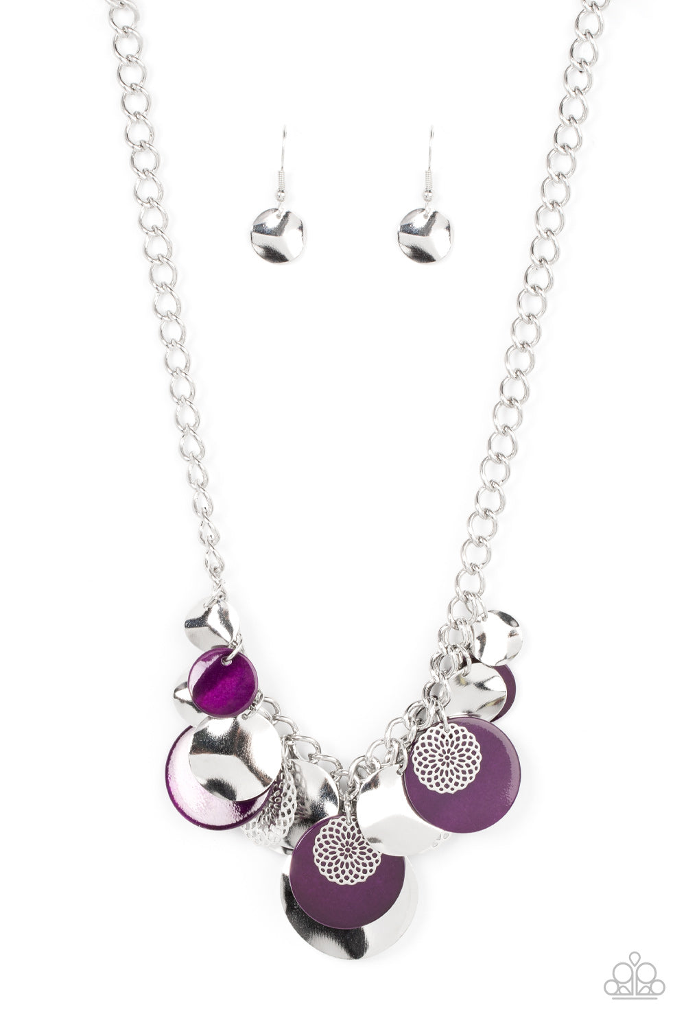Paparazzi Accessories-Oceanic Opera Purple Summery Discs Necklace Set