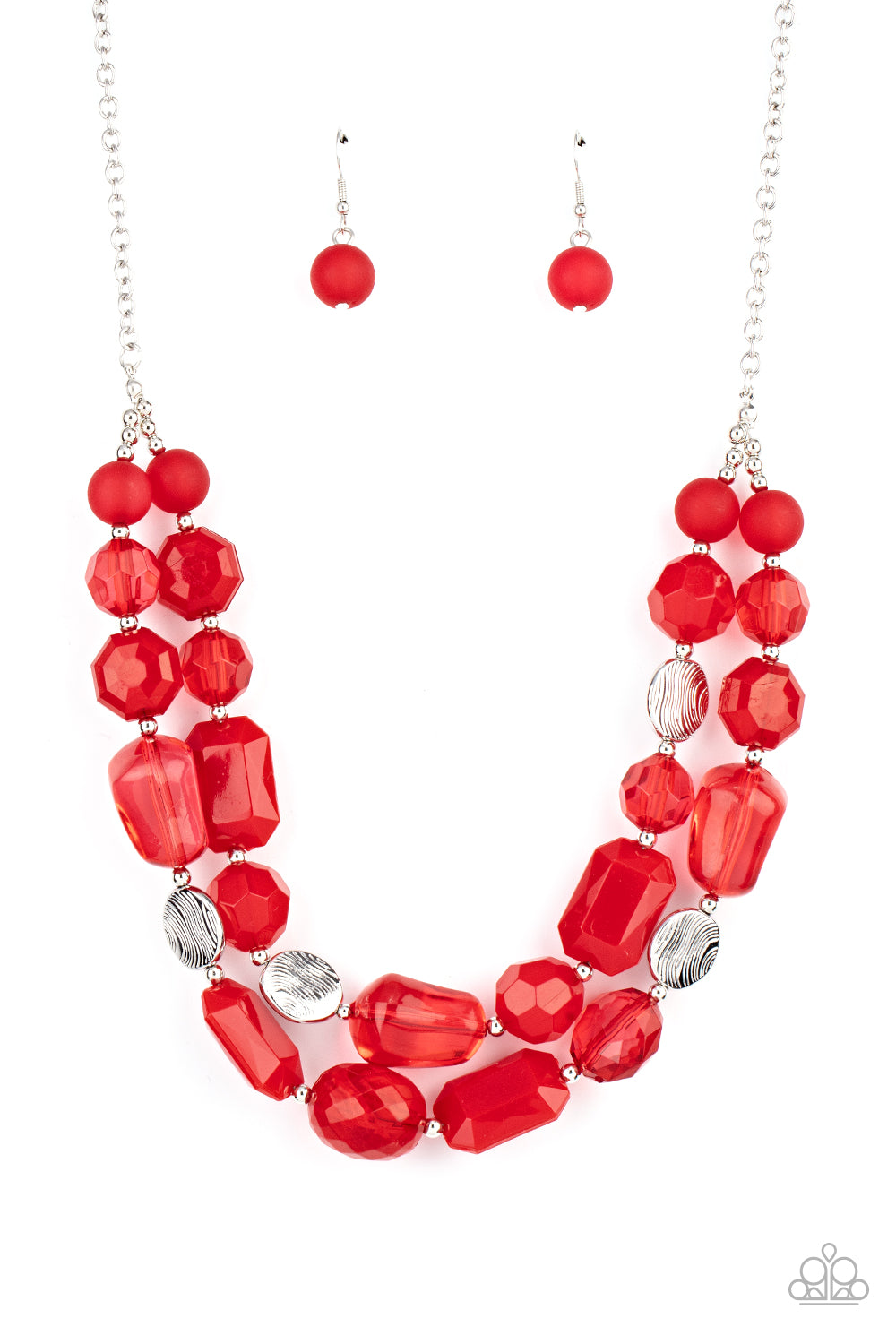 Paparazzi Accessories-Oceanic Opulence Red Glassy Bead Necklace Set
