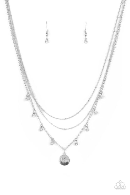 Paparazzi Accessories-Ode To Mom White Sparkly Necklace Set