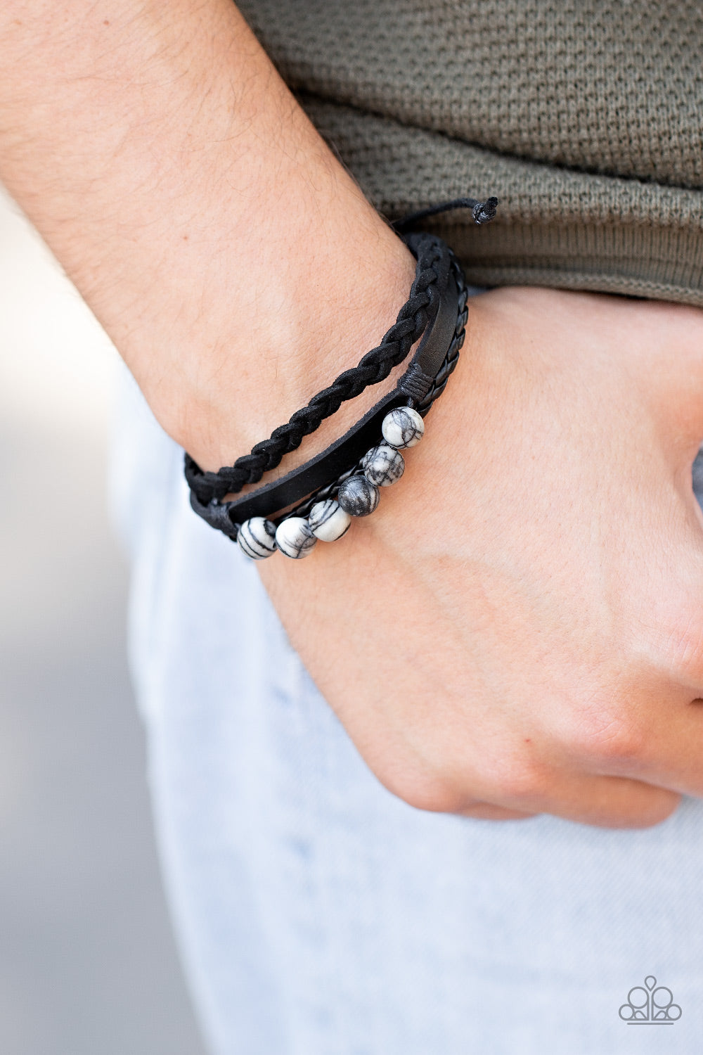 Paparazzi Accessories-Off Road Rebel Black Men's Bracelet