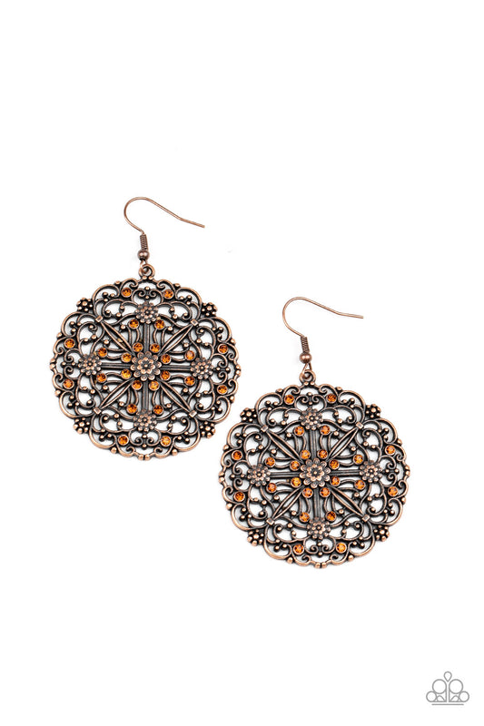 Paparazzi Accessories-Oh MANDALA! Copper Earrings