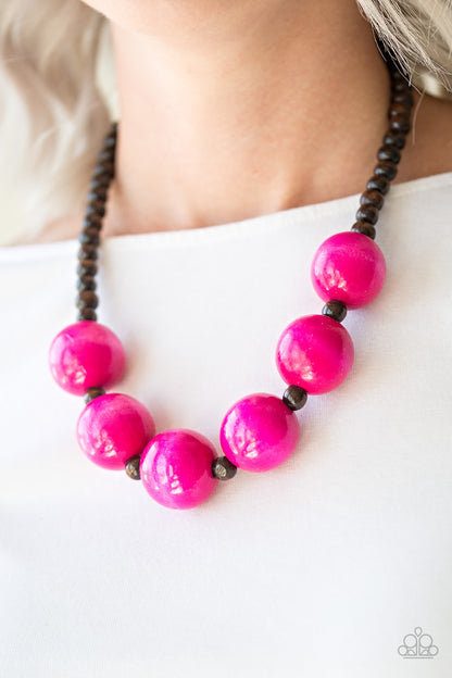 Paparazzi Accessories-Oh My Miami Pink Wooden Necklace Set