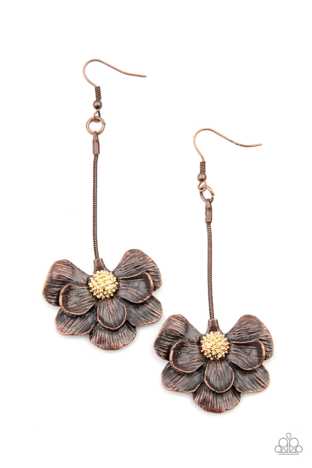 Paparazzi Accessories-Oh SNAPDRAGONS! Copper Floral Studded Earrings