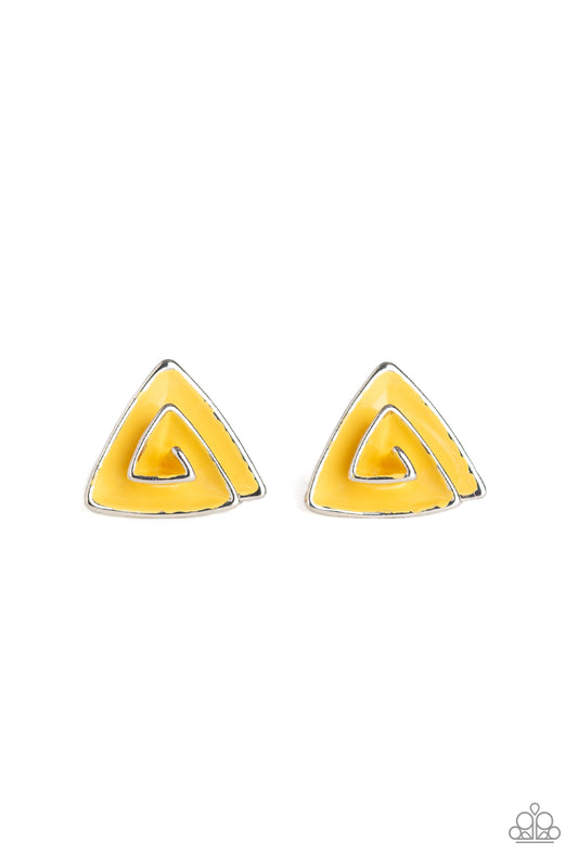 Paparazzi Accessories-On Blast Yellow Earrings
