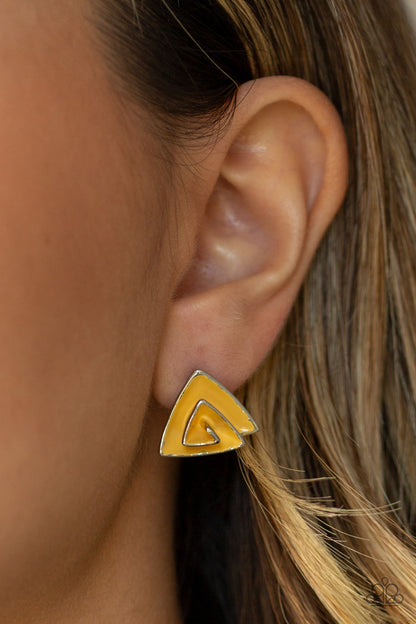 Paparazzi Accessories-On Blast Yellow Earrings