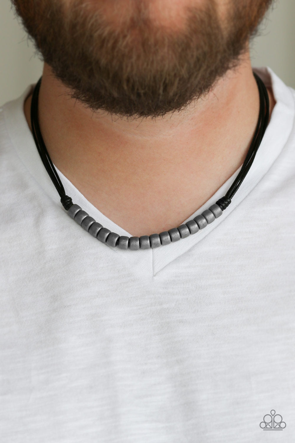 Paparazzi Accessories-On The Treasure Hunt Men's Black Neck Cord