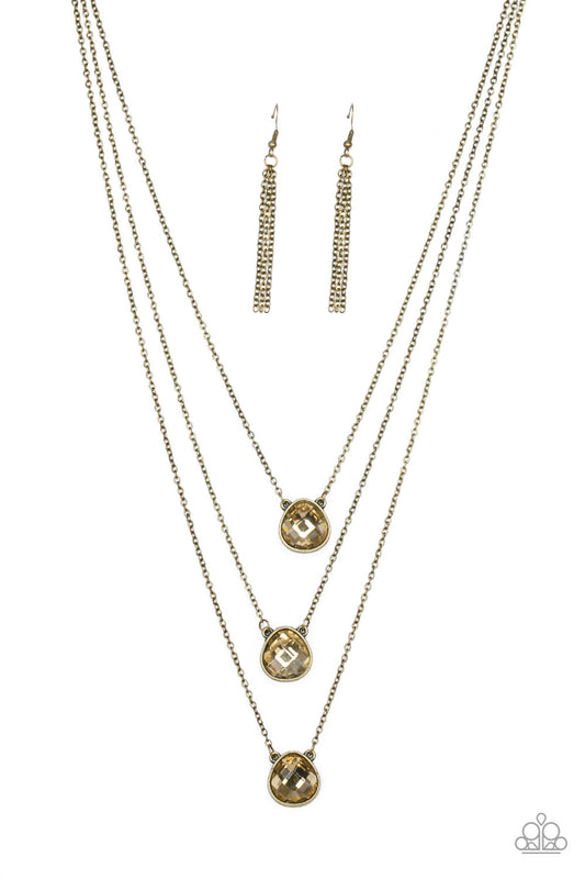 Paparazzi Accessories-Once In A MILLIONAIRE Brass Teardrop Necklace Set